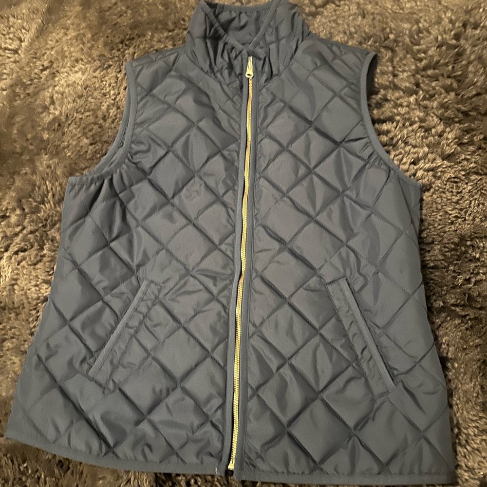 Quilted Gray Vest with Zipper